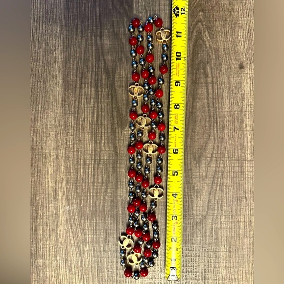 WOW POSHMARK - Authentic Chanel Superstar Red Silver Gold Iconic Necklace 52” - Picture 15 of 16